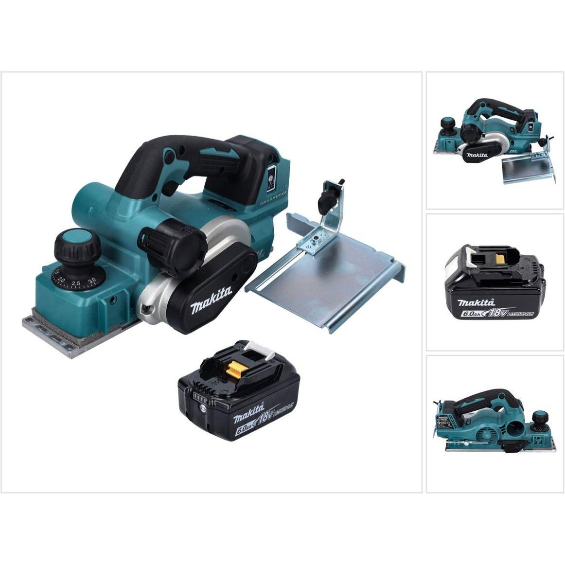 Makita, Hobelmaschine, DKP 181 G1 Akku Hobel Falzhobel 82 mm 18 V Brushless + 1x Akku 6,0 Ah - ohne Ladegerät