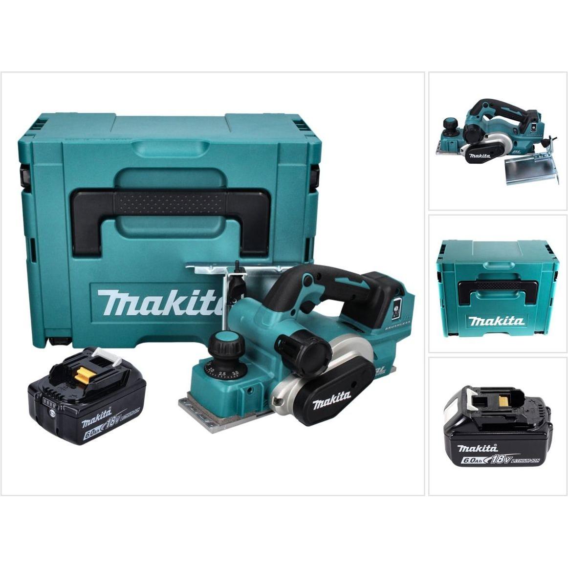Thumbnail - Makita, Hobelmaschine, DKP 181 G1J Akku Hobel Falzhobel 82 mm 18 V Brushless + 1x Akku 6,0 Ah + Makpac - ohne Ladege