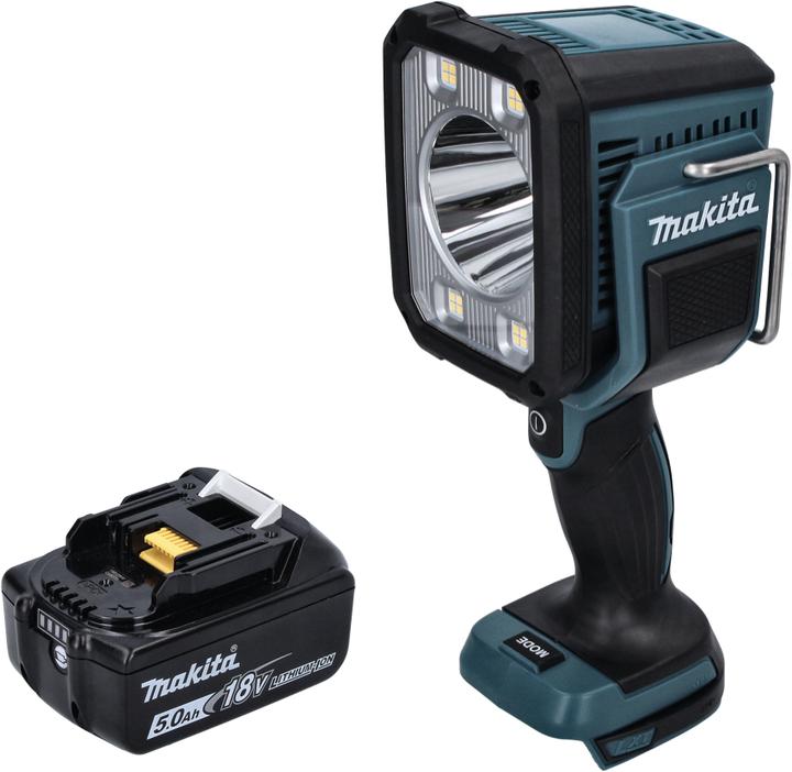 Image du produit Makita DML 812 T1 Projecteur manuel LED sans fil 18 V 1250 lm + 1x batterie 5,0 Ah - sans chargeur (1250 lm)
