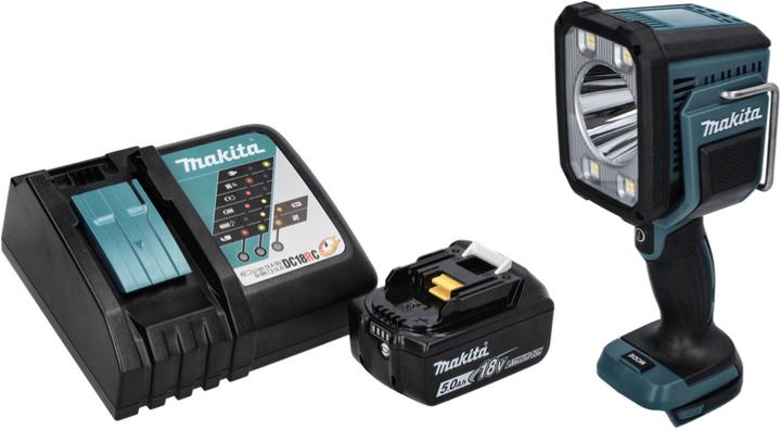 Actual product image Makita DML 812 RT1 Battery LED handheld floodlight 18 V 1250 lm + 1x battery 5.0 Ah + charger (1250 lm)