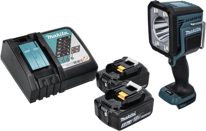 Produktbild Makita DML 812 RT Akku LED Handstrahler 18 V 1250 lm + 2x Akku 5,0 Ah + Ladegerät (1250 lm)