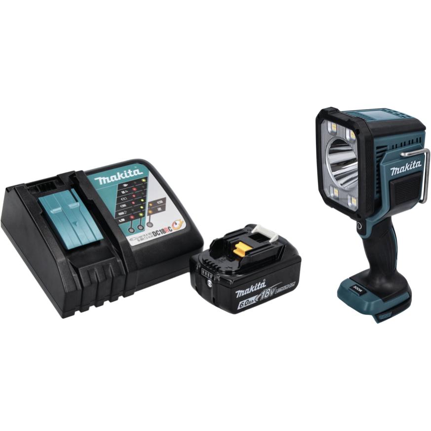 Thumbnail - Makita, Arbeitsleuchte, DML 812 RG1 Akku LED Handstrahler 18 V 1250 lm + 1x Akku 6,0 Ah + Ladegerät (1250 lm)