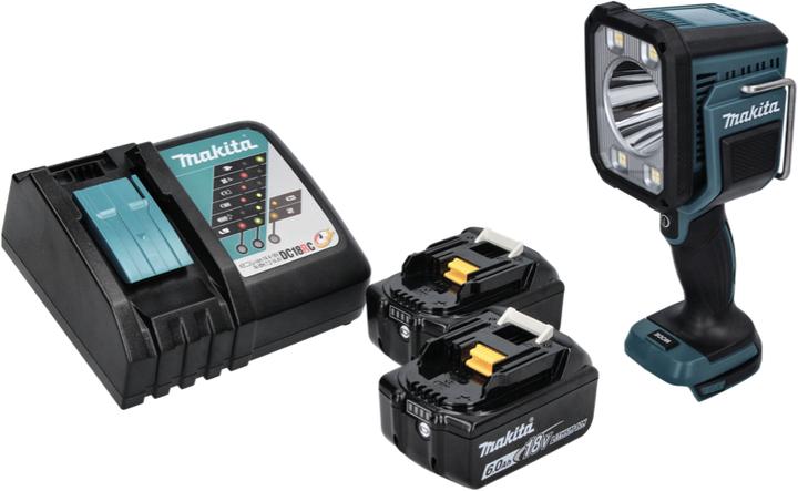 Produktbild Makita DML 812 RG Akku LED Handstrahler 18 V 1250 lm + 2x Akku 6,0 Ah + Ladegerät (1250 lm)