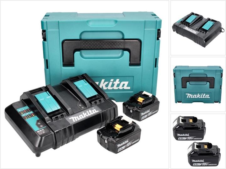 Immagine prodotto Makita Kit di alimentazione 18 V con 2 batterie BL 1860 B 6,0 Ah ( 197422-4 ) + caricatore doppio DC 18 SH (18 V)
