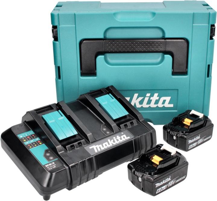 Immagine prodotto Makita Kit di alimentazione 18 V con 2 batterie BL 1860 B 6,0 Ah ( 197422-4 ) + caricatore doppio DC 18 SH (18 V)