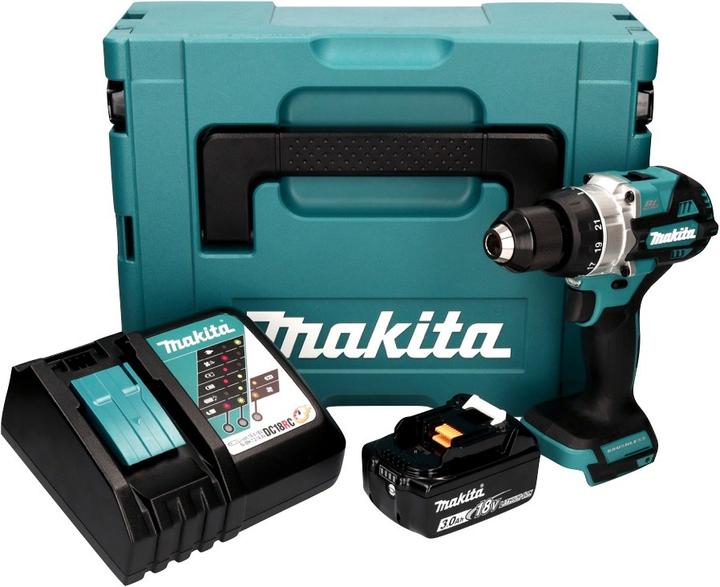Produktbild Makita Maktia DDF 486 RF1J Akku Bohrschrauber 18 V 130 Nm Brushless + 1x Akku 3,0 Ah + Ladegerät + Makpac (Akkubetrieb)