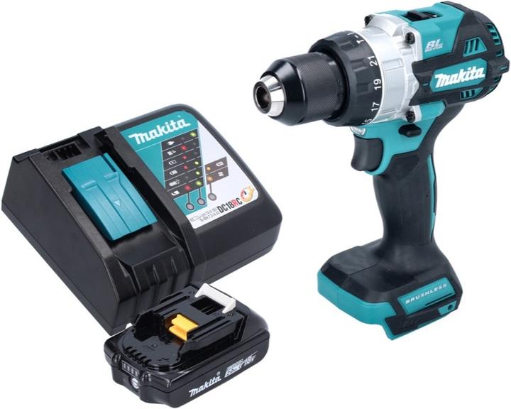 Produktbild Makita DHP 486 RA1 Akku Schlagbohrschrauber 18 V 130 Nm Brushless + 1x Akku 2,0 Ah + Ladegerät (Akkubetrieb)