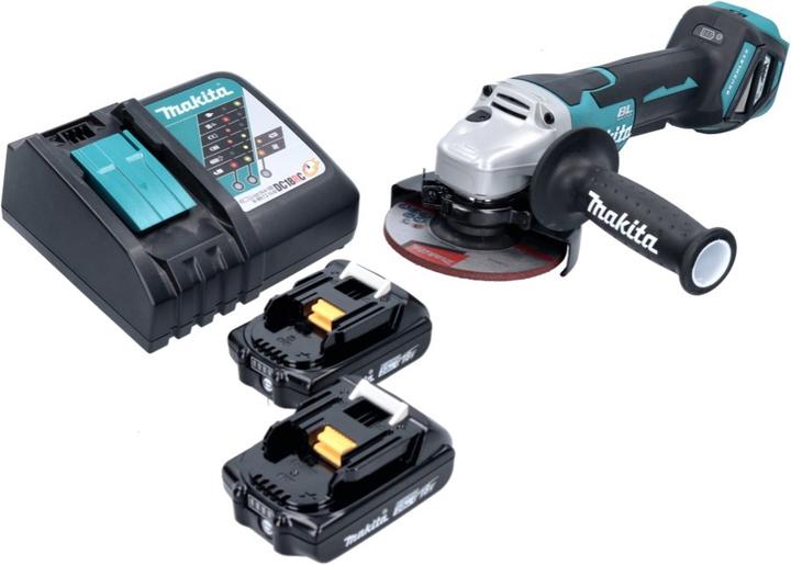 Produktbild Makita DGA 515 RA Akku Winkelschleifer 18 V 125 mm Brushless + 2x Akku 2,0 Ah + Ladegerät