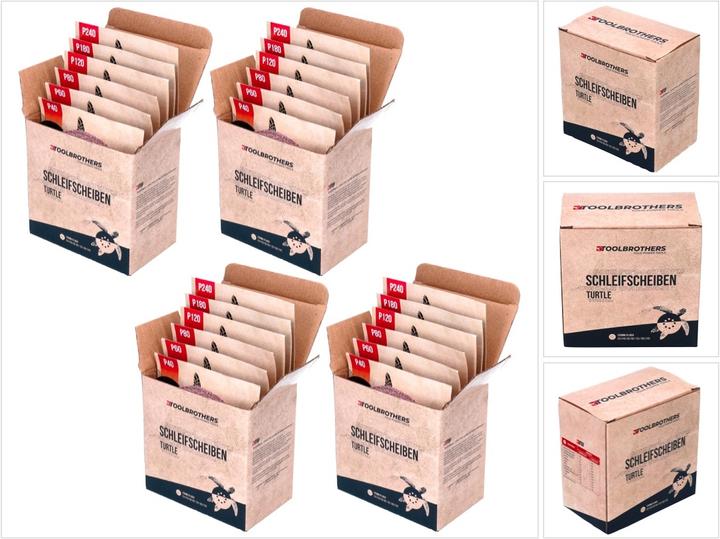 Produktbild Tool Brothers TURTLE Schleifset SET 125mm Klett 8 Loch je 40x P40 / P60 / P80 / P120 / P180 / 240 für (P120, P180, P240, P40, P60, P80)