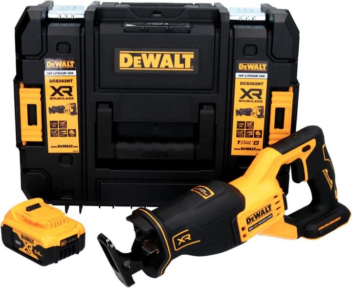 Image du produit DeWalt DCS 382 NT Scie réversible sans fil Scie sabre 18 V Brushless + 1x batterie 5,0 Ah + TSTAK - sans