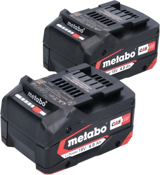 Produktbild Metabo Akku Set 2x Li-Power Akkupack 18 V 4,0 Ah CAS Li-Ion ( 2x 625027000 ) mit Ladestandsanzeige (18 V)