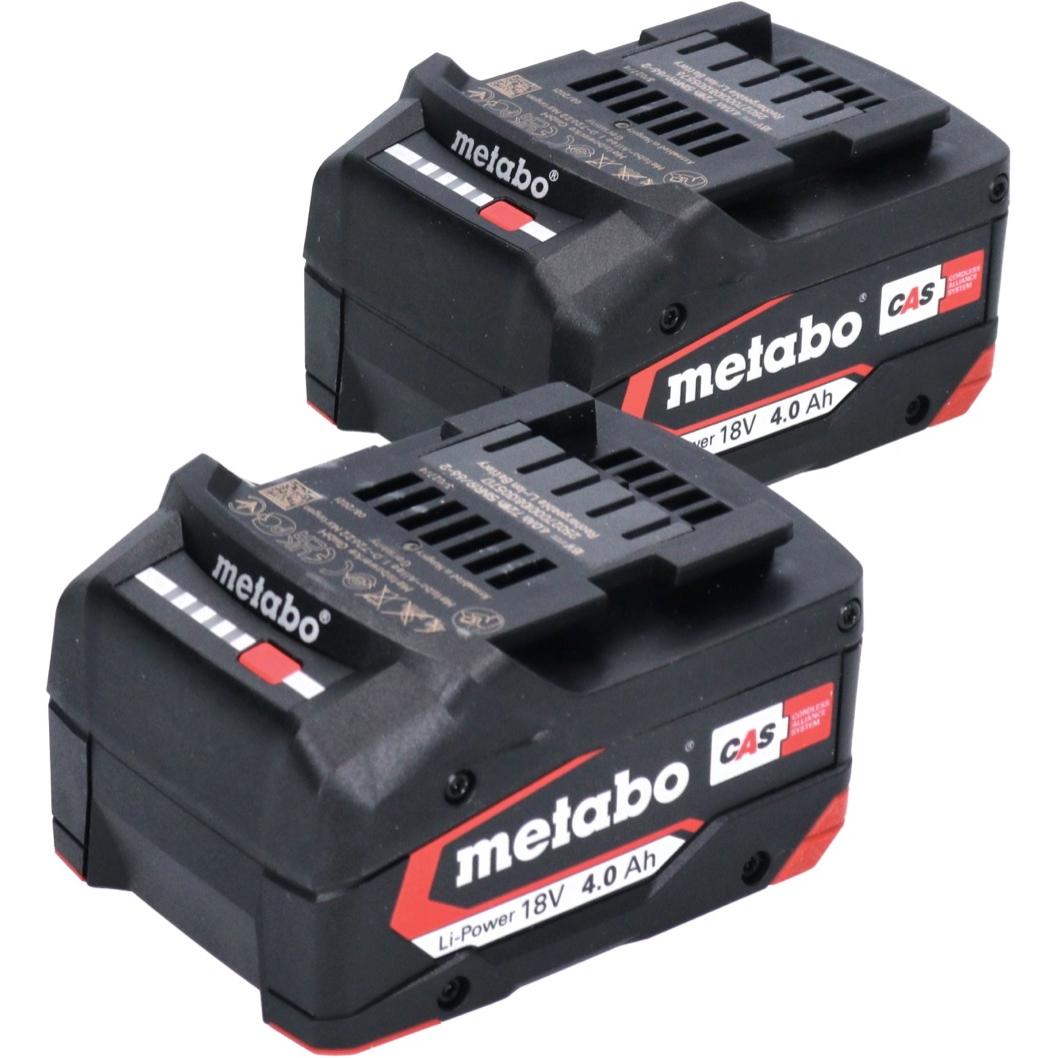Thumbnail - Metabo, Werkzeugakku + Ladegerät, Akku Set 2x Li-Power Akkupack 18 V 4,0 Ah CAS Li-Ion ( 2x 625027000 ) mit Ladestandsan...