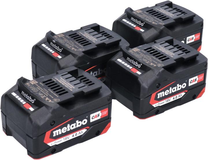 Produktbild Metabo Akku Set 4x Li-Power Akkupack 18 V 4,0 Ah CAS Li-Ion ( 4x 625027000 ) mit Ladestandsanzeige (18 V)