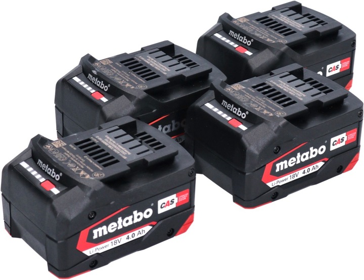 Actual product image Metabo Battery set 4x Li-Power battery pack 18 V 4.0 Ah CAS Li-Ion ( 4x 625027000 ) with charge indicator (18 V)