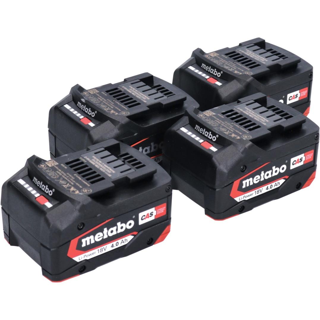 Thumbnail - Metabo, Werkzeugakku + Ladegerät, Akku Set 4x Li-Power Akkupack 18 V 4,0 Ah CAS Li-Ion ( 4x 625027000 ) mit Ladestandsan...