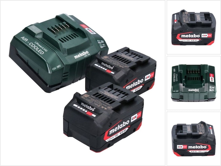 Metabo Basic set 2x Li-Power battery pack 18 V 4.0 Ah CAS Li-Ion battery ( 2x 625027000 ) + ASC 145 Fast (18 V)