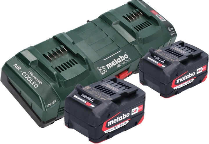 Produktbild Metabo Basis Set 2x Li-Power Akkupack 18 V 4,0 Ah CAS Li-Ion Akku ( 2x 625027000 ) + ASC 145 DUO Dop (18 V)