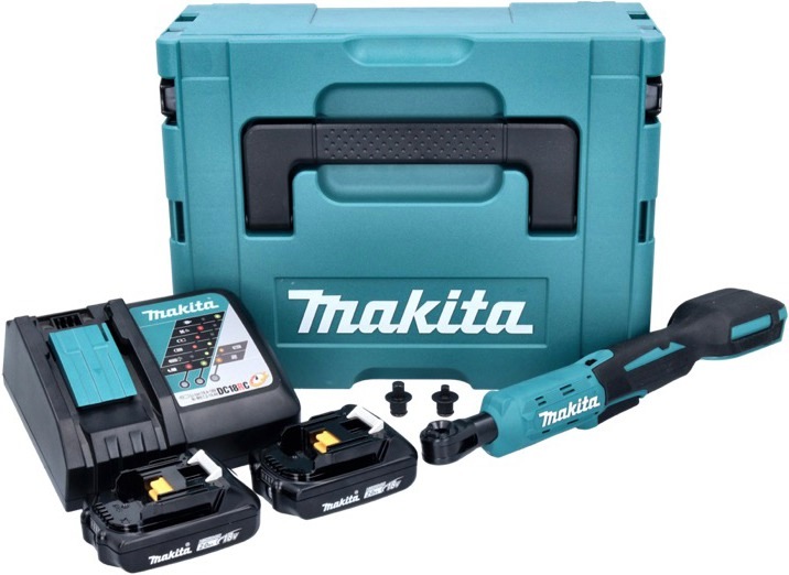 Actual product image Makita PWR 180 RAJ Battery ratchet screwdriver 18 V 47.5 Nm 1/4" 3/8" + 2x battery 2.0 Ah + charger + Makp (1/4")