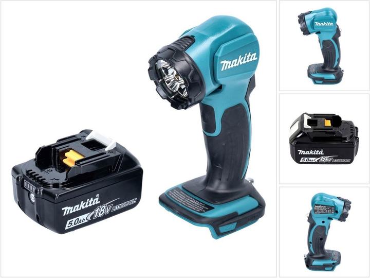 1x Makita DEADML 815 LED Akku Handleuchte, 1x Makita BL 1850 B 18 V 5,0 Ah Akku
