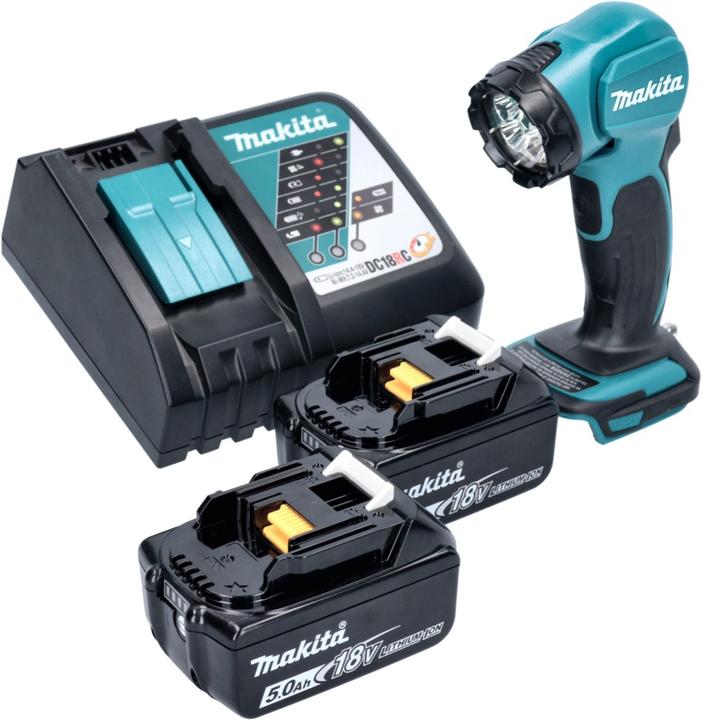 Actual product image Makita DEADML 815 RT LED battery hand lamp 14,4 - 18 V 160 lm + 2x battery 5,0 Ah + charger (160 lm)
