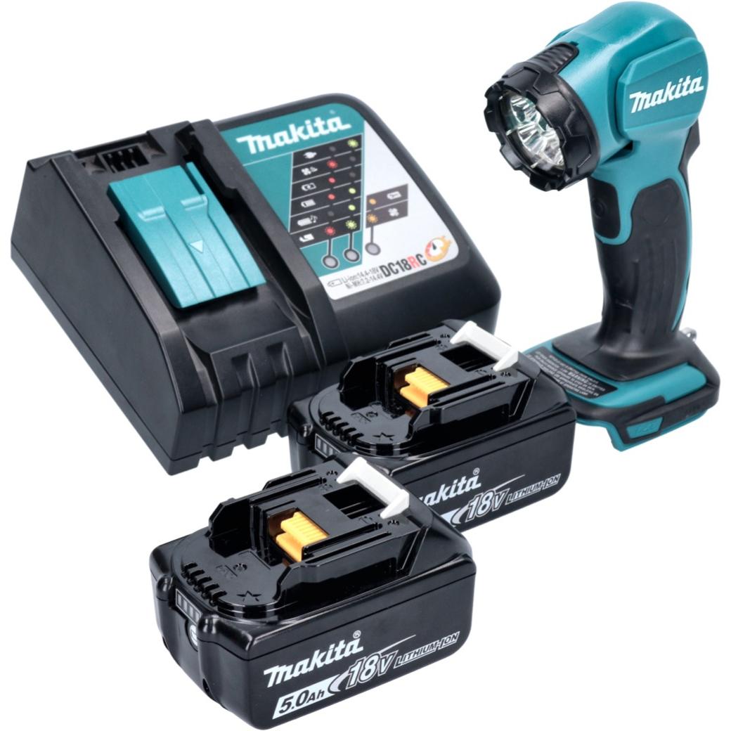 Thumbnail - Makita, Arbeitsleuchte, DEADML 815 RT LED Akku Handleuchte 14,4 - 18 V 160 lm + 2x Akku 5,0 Ah + Ladegerät (160 lm)