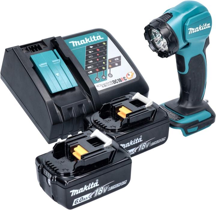 Actual product image Makita DEADML 815 RG LED battery hand lamp 14,4 - 18 V 160 lm + 2x battery 6,0 Ah + charger (160 lm)