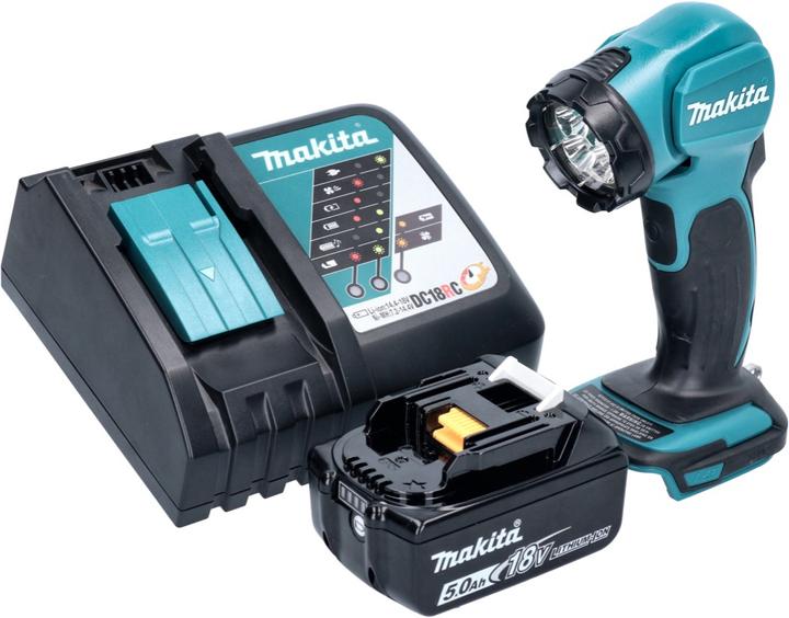 Productafbeelding Makita DEADML 815 RT1 LED batterij handlamp 14.4 - 18 V 160 lm + 1x batterij 5.0 Ah + lader (160 lm)