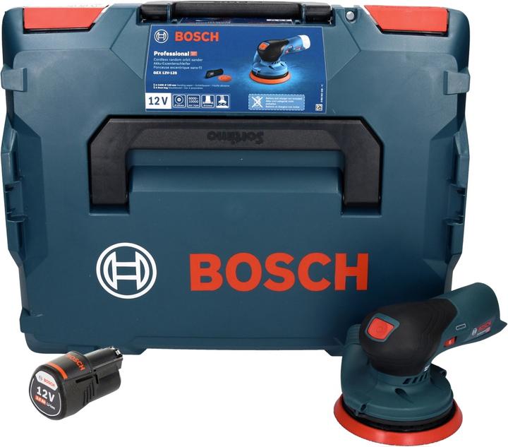 Productafbeelding Bosch Professional GEX 12V-125 Professionele accu-hoekschuurmachine 12 V 125 mm Brushless + 1x oplaadbare accu (Excentrische schuurmachine)