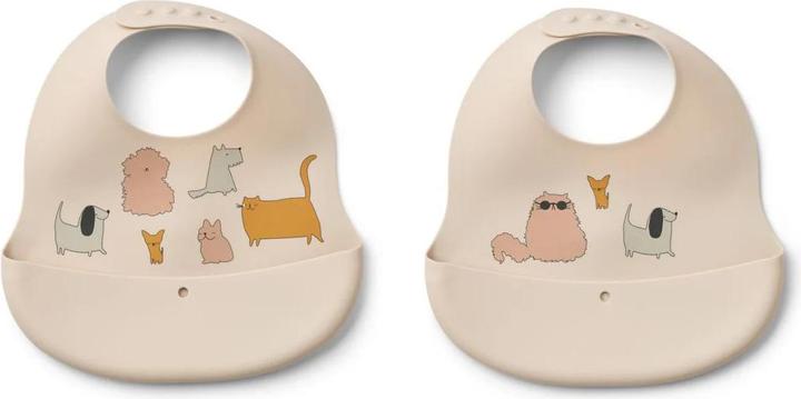 Liewood Lätzchen Bib Ember 2er Set Cats and Dogs Sandy (6 Monate)