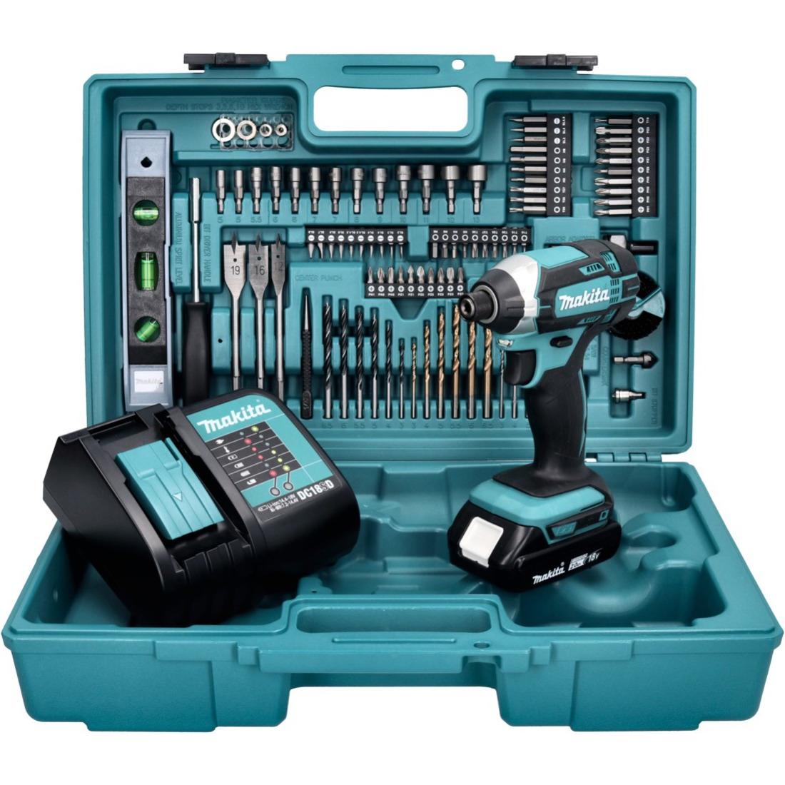 Thumbnail - Makita, Bohrmaschine + Akkuschrauber, DTD 152 SAX5 Akku Schlagschrauber 18 V 165 Nm + 1x Akku 2,0 Ah + Ladegerät + 101 t...