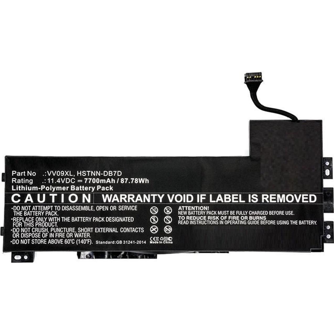 CoreParts Batteria portatile ai polimeri di litio 7700 mAh 87.8 Wh (1 Cella, 7700 mAh), Batteria per notebook, Nero