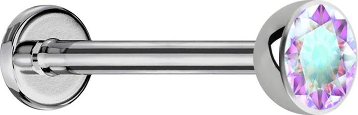 Produktbild Star Piercing Micro Threadless Labret silber Halbkugel mit Kristall multicolor (ohne Messing, Titan)