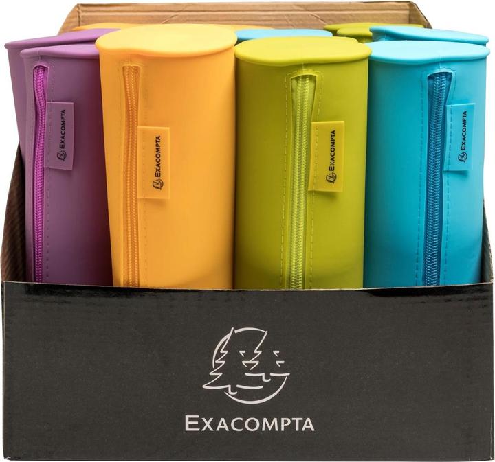 Actual product image Exacompta Rundes Schlampermäppchen, Silikon, 23x8 cm, Kollektion Pop'N Co, im Display mit 16 Stück