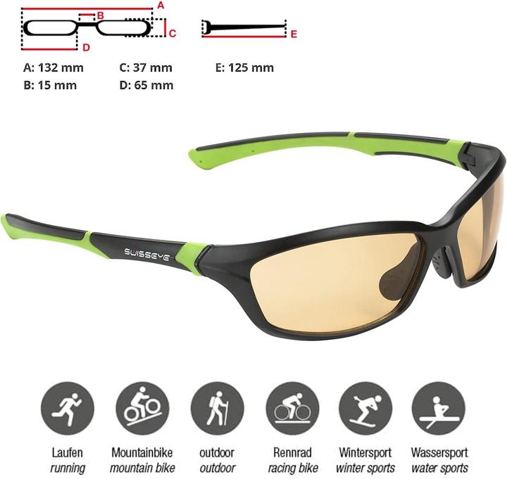 Actual product image Swiss Eye Men's Drift Cycling Goggles (Black, Green, orange smoke FM)