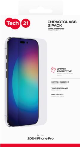 Actual product image tech21 - Impact Glass 2-pack Extra Strong - iPhone 16 Pro (2 pcs., Apple iPhone 16 Pro)