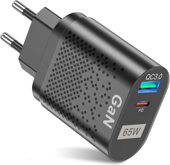 Immagine prodotto Hermex Caricatore rapido 65W USB Type-C USB3.0 UE Plug Tecnologia GaN (65 W)