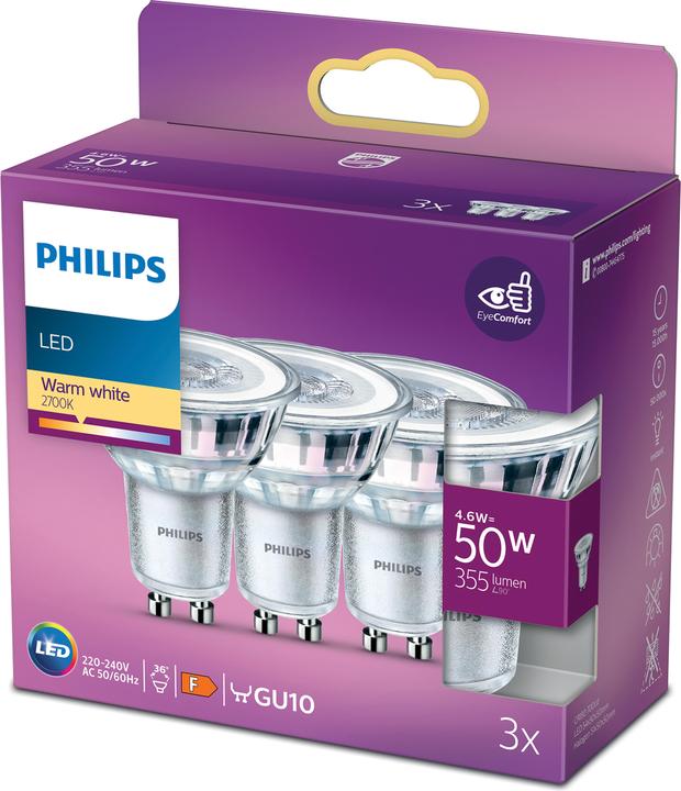 Produktbild Philips LED Spot (GU10, 4.60 W, 355 lm, 3 x, F)