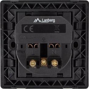 Lanberg, Steckdose, AC-WS01-USB2-E-B AC-Wandsteckdose Französisch mit 2-Port-USB-2,1A-Ladegerät, Juodas