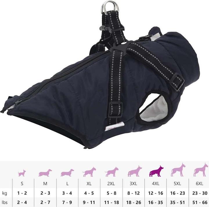 Actual product image vidaXL Dog coat with harness Waterproof (44, Dog coat)