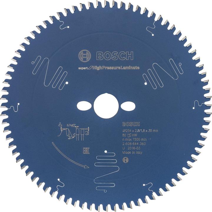 Immagine prodotto Bosch Professional Zubehör Lama circolare Expert per laminato ad alta pressione, 254 x 30 x 2,8 mm, 80