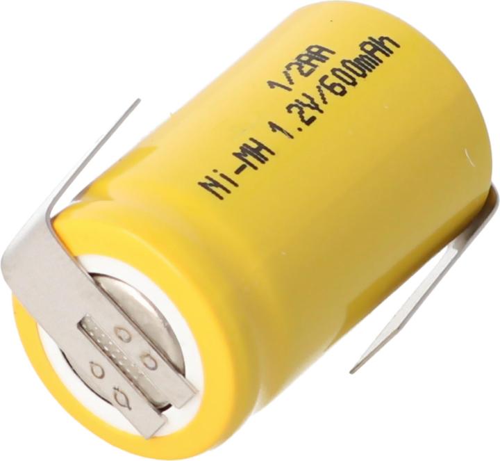 Actual product image AccuCell Akku 1/2AA mit Lötfahnen Z-Form (1 pcs., 600 mAh, Battery + charger)