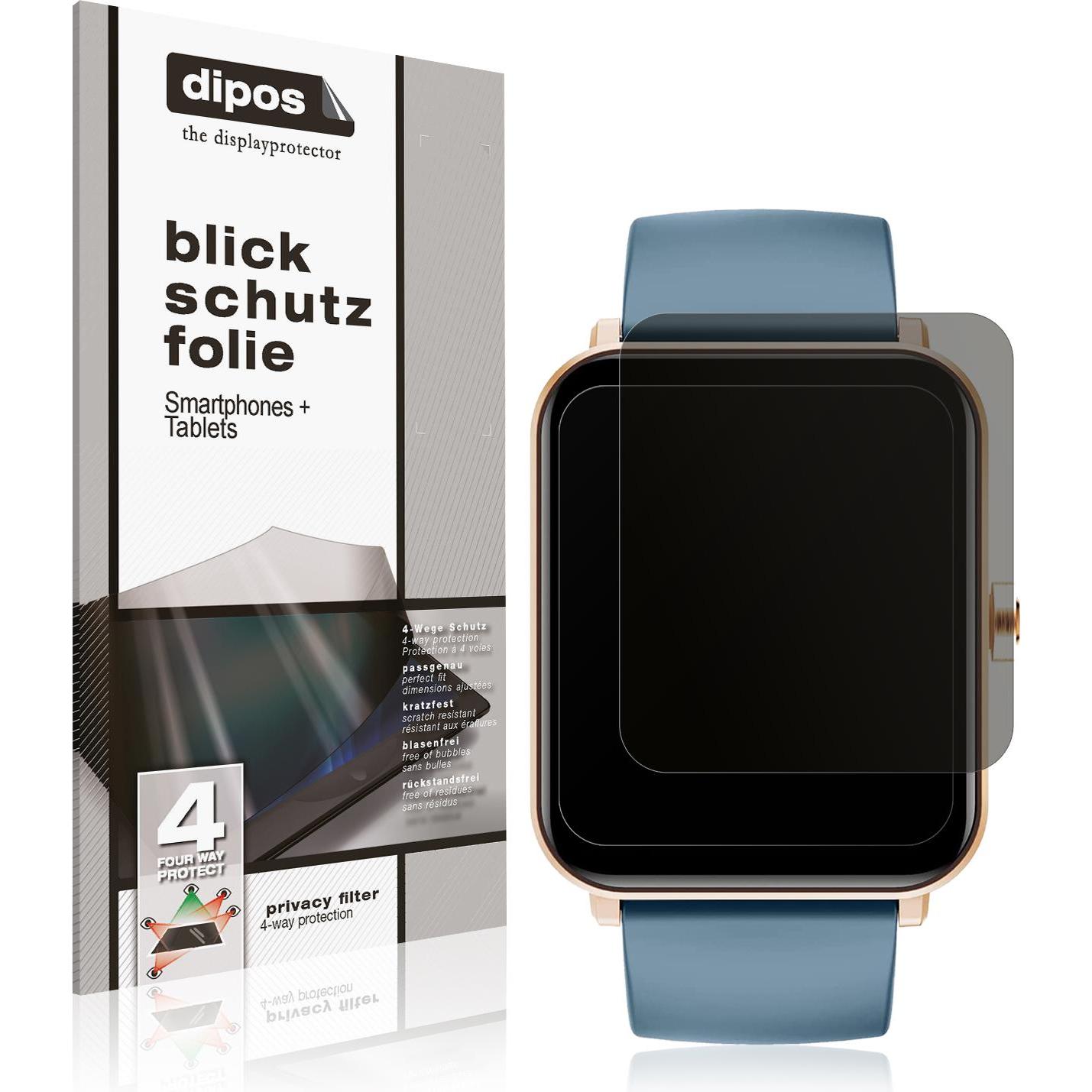 Dipos Blickschutzfolie 4-Way Privacy, Smartwatch Schutzfolie, Transparent