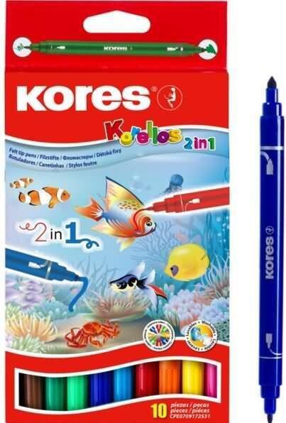 Produktbild Kores Filzmalstifte "Korello 2in1" 10 Farben (10x)