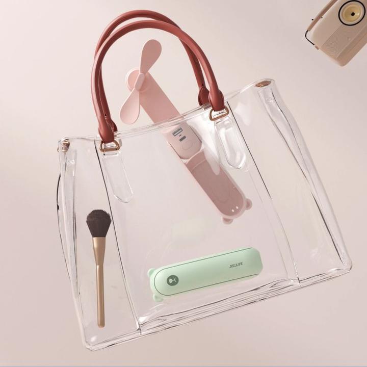 Actual product image Jisulife Handheld Fan Life8 Mini Portable USB Fan with 2000mAh Power Bank and Flashlight - Green