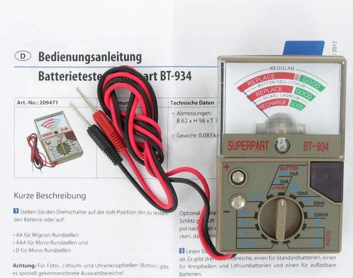 Produktbild AccuCell Universal Batterie Tester für viele Knopfzellen und Batterien