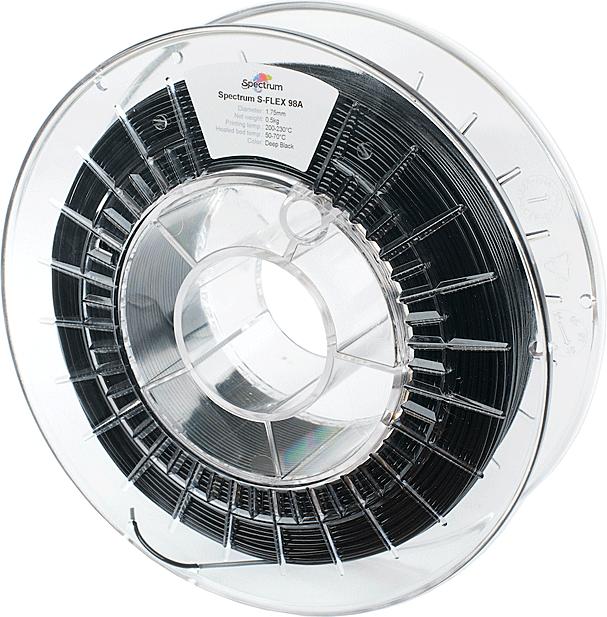 Productafbeelding TPU filament S-Flex 98A zwart 0,5kg 1,75mm (TPU, 1.75 mm, 500 g, Zwart)