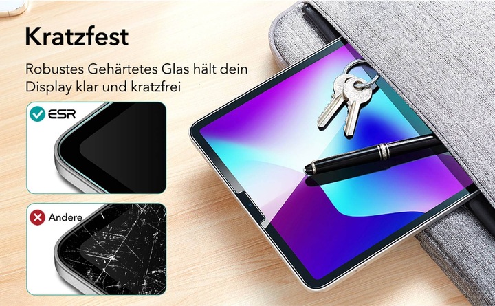 Immagine prodotto ESR Protezione del display in vetro temperato (1 Pezzo/i, iPad Pro 12.9 2020 (4. Gen), iPad Pro 12,9 2022 (6a generazione), iPad Pro 12.9 2021 (5a generazione), iPad Pro 12.9 2018 (3. Gen))