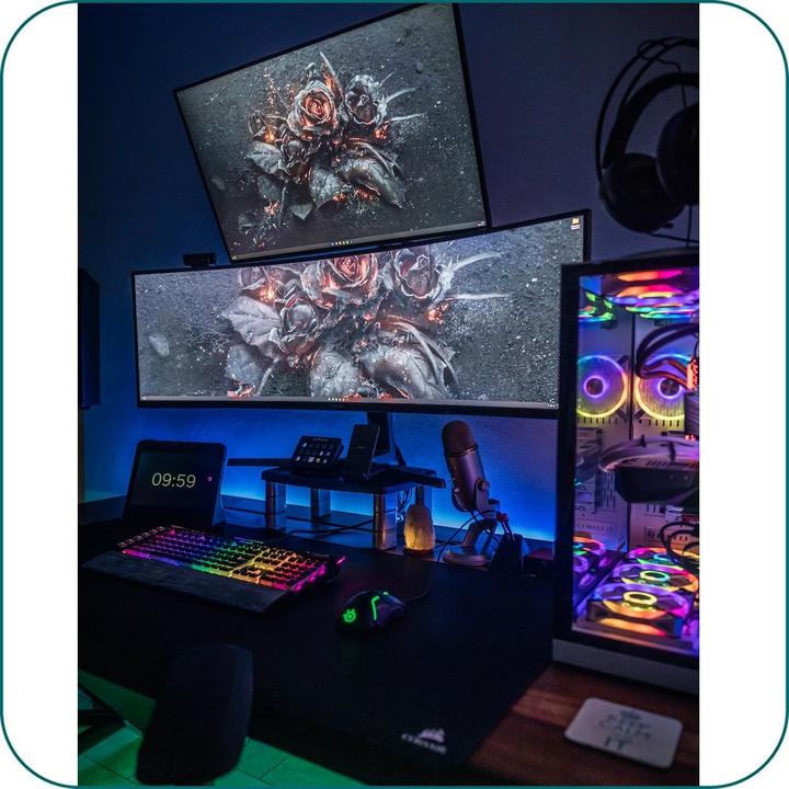 Actual product image Aavara Monitor stand for ultrawide curved LED 49 inch Comb pack clamp grommet base curvature 1000R (Table, 49")