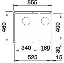 Immagine prodotto Blanco Rotan 340/160-U (Lavello sottopiano, 55.50 cm, 46 cm)