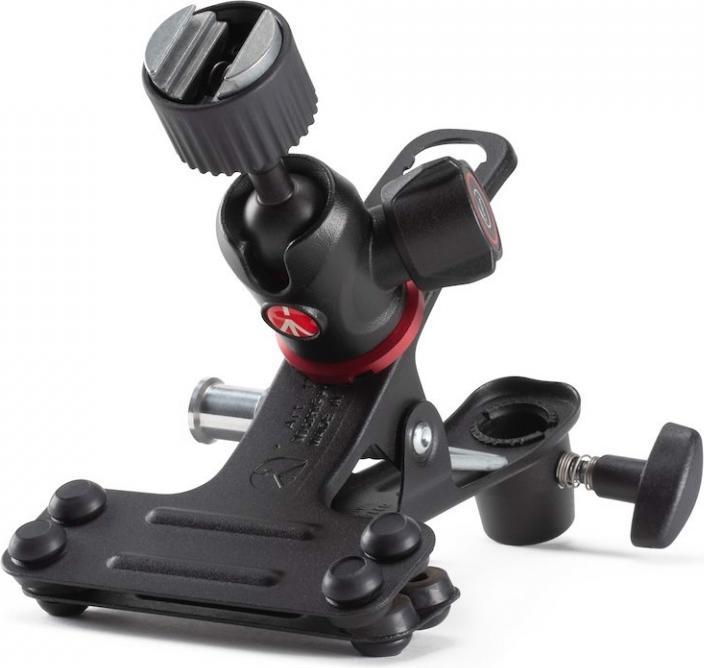 Actual product image Manfrotto Spring Clamp, Universalklammer Cold Shoe mit Kugelkopf und Blitzschuh (Tripod remote control)